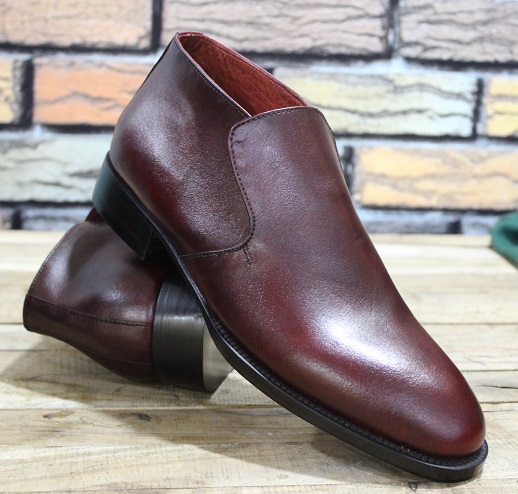 New Men's Handmade Stylish Shoes Burgundy Leather Plain Slip On ...