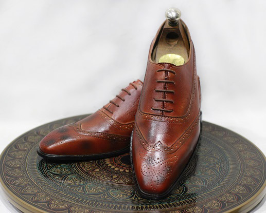 Men's New Handmade Leather Shoes Multi Shaded Brown Color Leather Lace ...