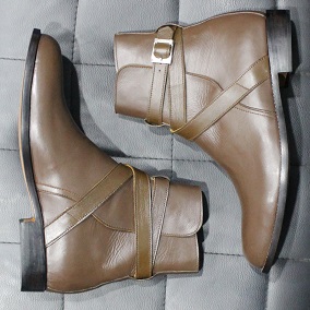 Mens Handmade New Formal Brown Leather Jodhpurs Ankle High Casual Wear ...