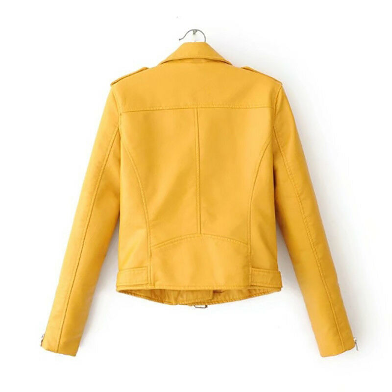 Women's New Handmade Peach Punk Leather Jacket Stylish Coat Zip Up ...