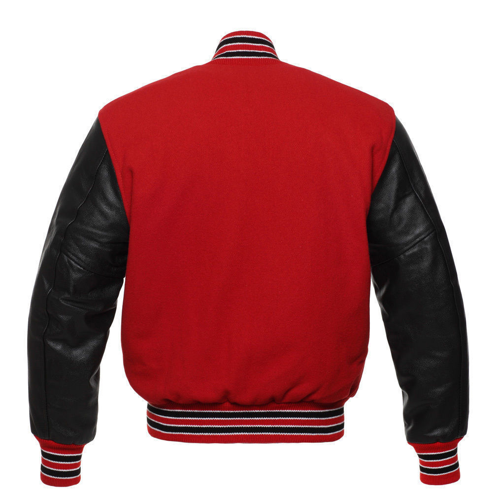 New Men's Custom Made Varsity Bomber Letterman Baseball Red Wool ...