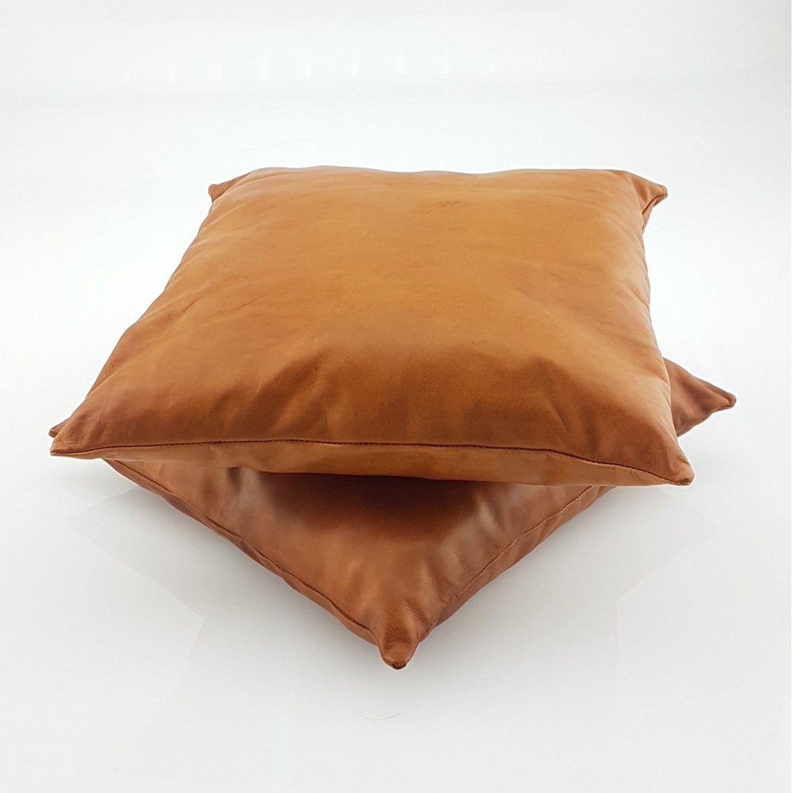 New Handmade Genuine Leather Pillow Cover Tan Decorative For Couch ...