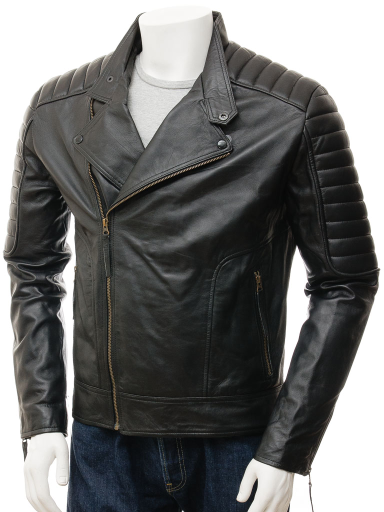 Men's New Hndmade Black Quilt Stitched Biker Sheep Leather Jacket ...