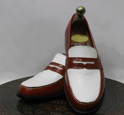 Men's Handmade Formal Leather Shoes Two Tone Brown & White Leather ...