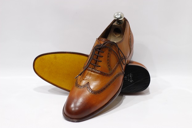 New Handmade Men's Tan Shaded Leather Lace Up Wing Tip Style Dress ...