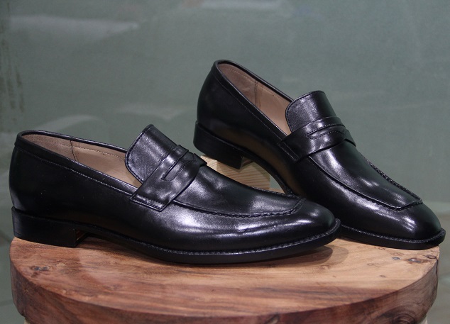 New Mens Formal Shoes Handmade Genuine Black Leather Loafers & Slip On ...
