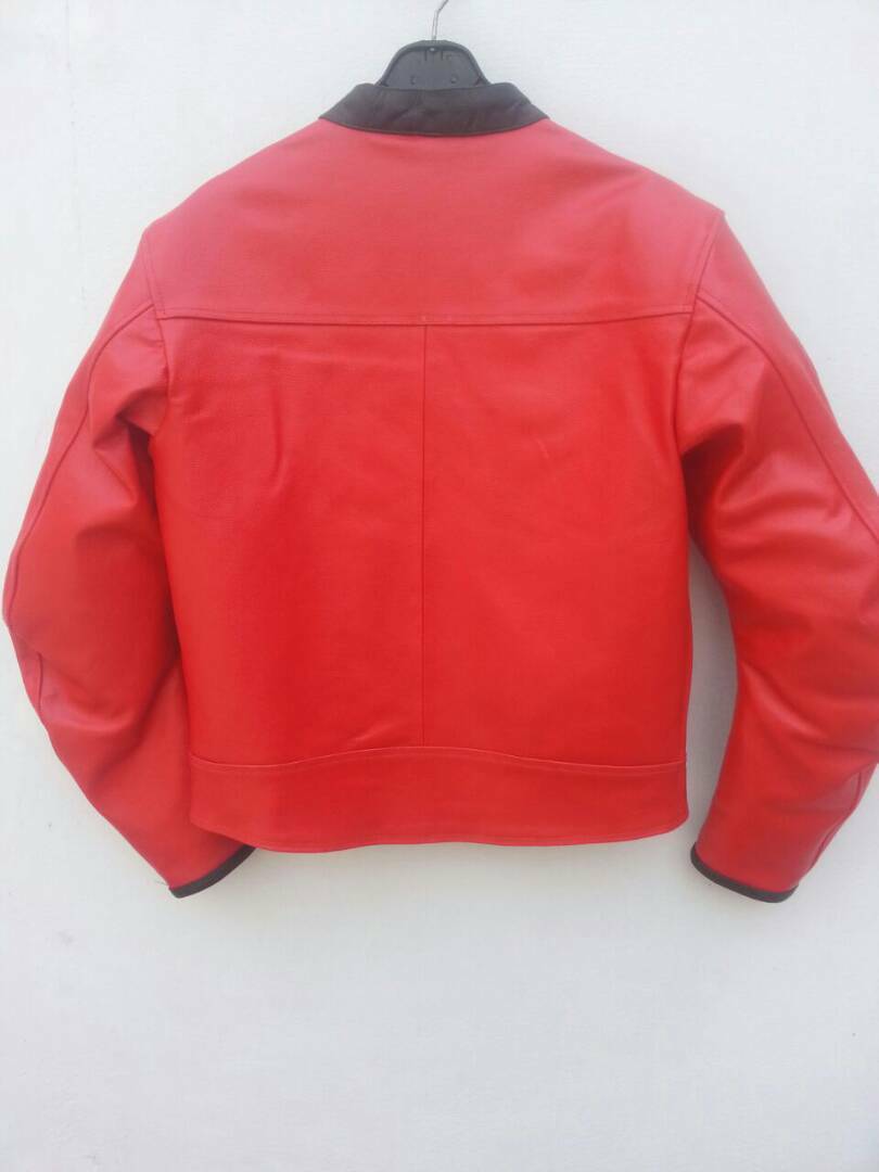 Men's New Custom Made Red Leather Biker Style Real Cowhide Leather ...
