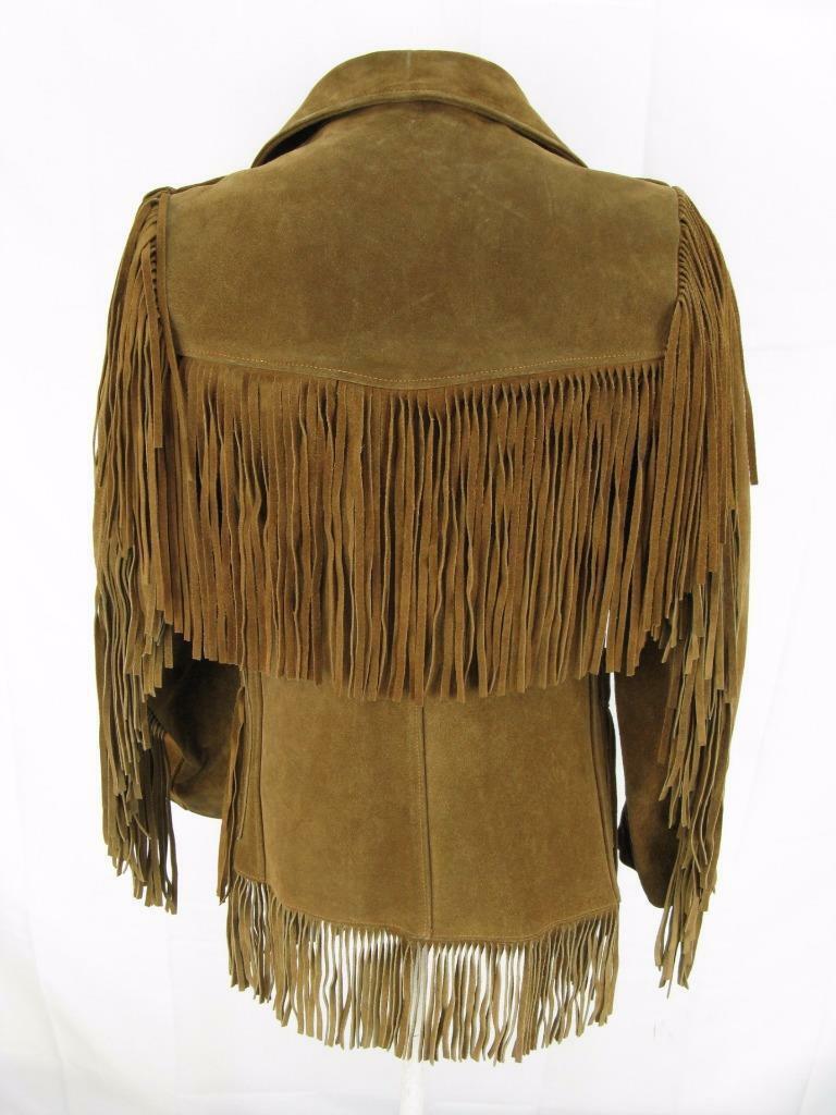 Men Western Wear American Coat Cowboy Fringes Suede Leather Jacket New ...