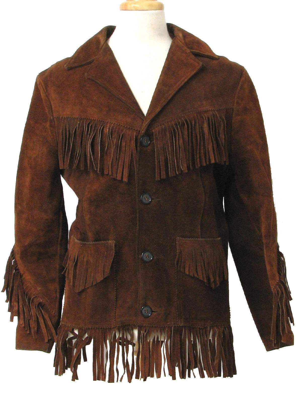 New Men Brown Western Native American Suede Leather Jacket Fringes ...