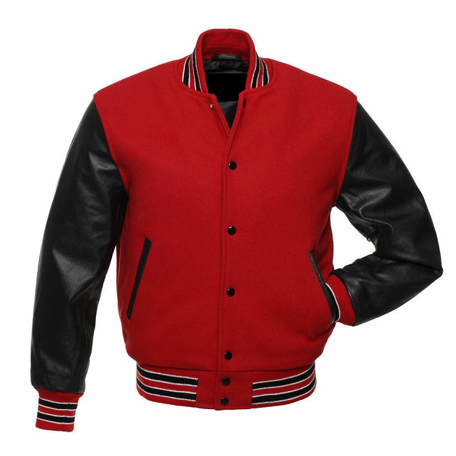 New Men's Custom Made Varsity Bomber Letterman Baseball Red Wool ...