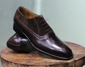 New Men's Handmade Formal Shoes Brown Leather & Brown Suede Leather ...